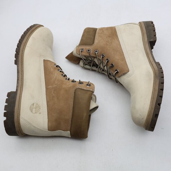 Timberland Premium 6-Inch Mens Size 12 M Ivory Nubuck Outdoor Waterproof Boots - Picture 8 of 11